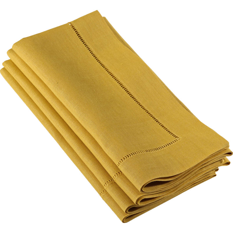 Serviette Gelder l 20 po avec bordure ajourée (ensemble de 4), Moutarde