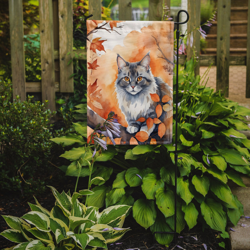 Chat en feuilles d'automne drapeau de jardin, Australian Mist