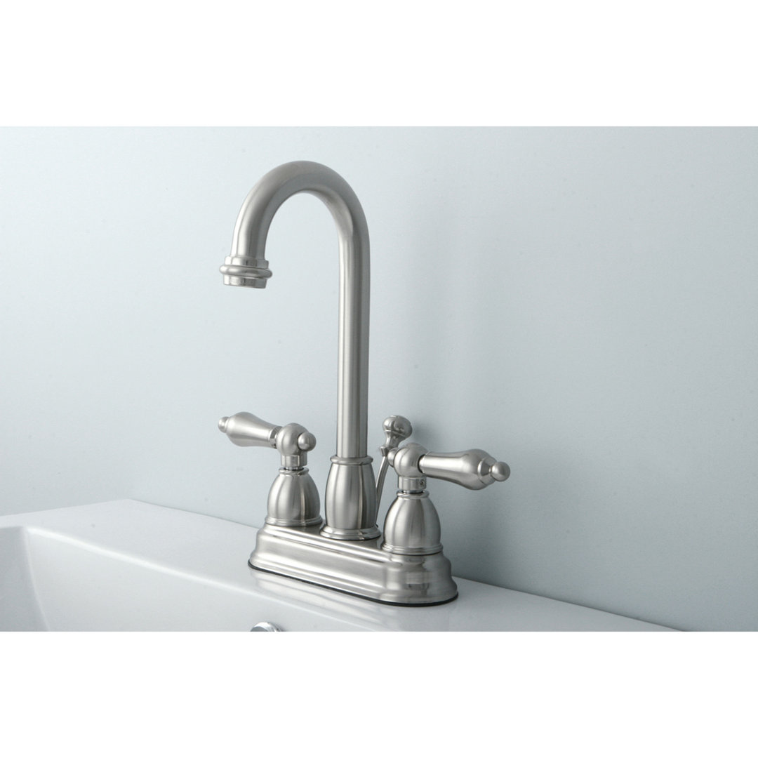 Kingston Brass Restoration Two-Handle 3-Hole Deck Mount 4" Centerset Bathroom Faucet with Plastic Pop-Up Kingston Brass 