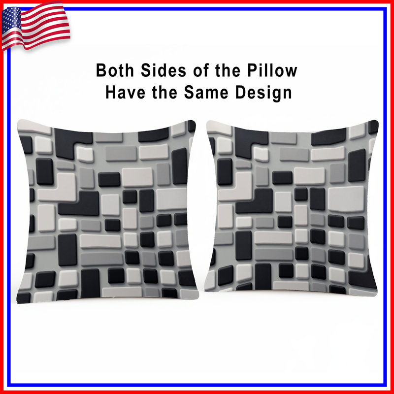Geometric Block Pattern Double Sided Throw Pillows, 18 x 18 inches