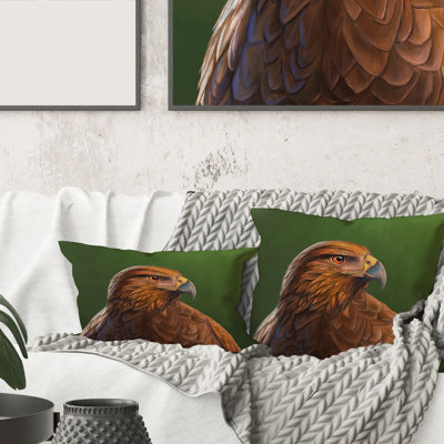 Portrait d'un couvre-oreiller carré avec insert Hawk Bird