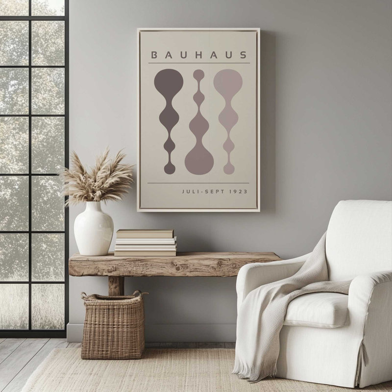 Affiche rétro Bauhaus II , H 18,75 po x l 12,75 po, Noir satiné, Terre cuite / blanc cassé