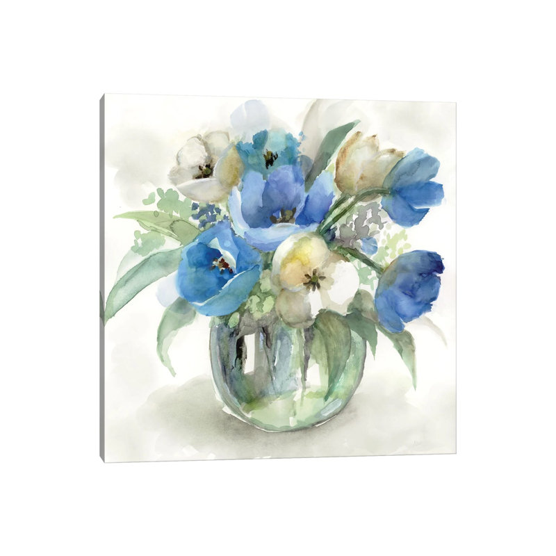 Blue Tulips 1 Piece Wall Art on Canvas, 93.98 cm H x 93.98 cm W x 1.905 cm D, Does Not Apply