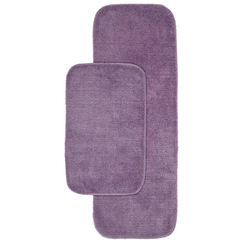 Mccluney Traditional Nylon 2 Piece Bath Rug Set with Non-Slip Backing, Purple