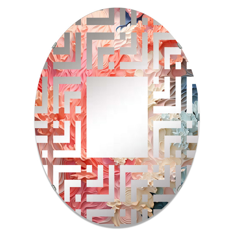 Miroir décoratif rose et blanc Coastal Coral Collage - Maze MIR108842 O, L 24 po x H 36 po
