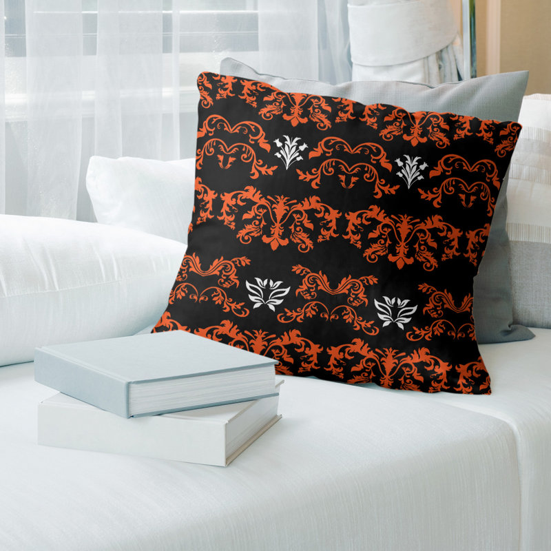 Housse de coussin Cincinnati Football Baroque, Noir / orange / blanc, 18" x 18", Faux lin