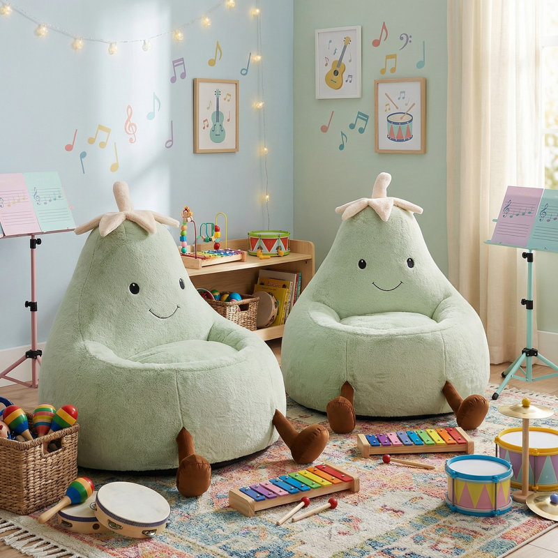 Kids Eggplant Bean Bag Chair and Crash Pad Lounger Seat for Gaming, Reading and Watching TV for Toddlers and Children's Rooms