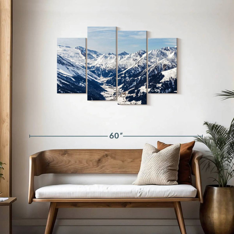 Snowy Mountains In The Alps, H 27 po x l 43 po