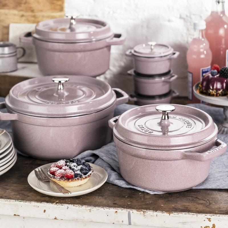 La Cocotte Cast Iron Round Cocotte, Cherry Blossom, 7 quarts