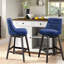  Tabouret de comptoir pivotant en similicuir brun de 25,5 po avec structure en bois massif-374388658-374388661