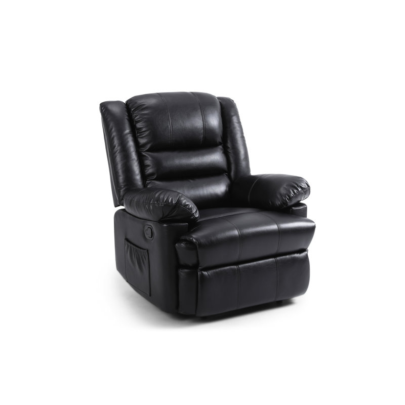 Celado 88.5cm Wide Faux Leather Standard Recliner, Black Faux Leather