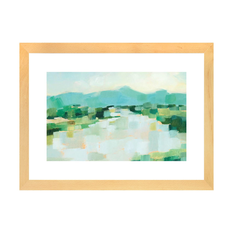 « Emerald Island II » par Ethan Harper, reproduction d’art, H 24 po x l 32 po x P 1 po, Papier encadré de bois naturel, Blanc