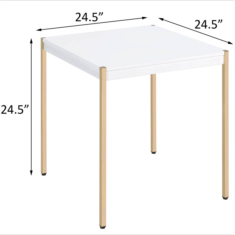 White and Gold Square End Table