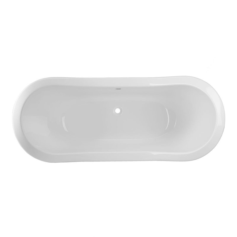 72" x 31" Clawfoot Soaking Acrylic Bathtub, Chrome