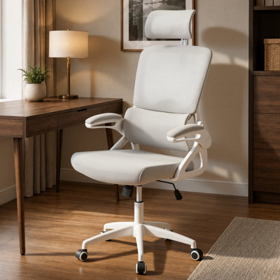 Chaise de bureau ergonomique à dossier haut, chaise de travail en maille avec soutien lombaire et accoudoirs relevables, chaise de bureau avec appui-tête, chaise d'ordinateur grise, 181 kg