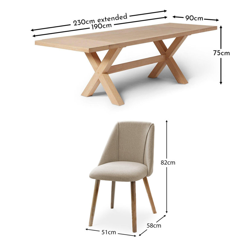 Gracela 6 - Person Solid Oak Dining Set
