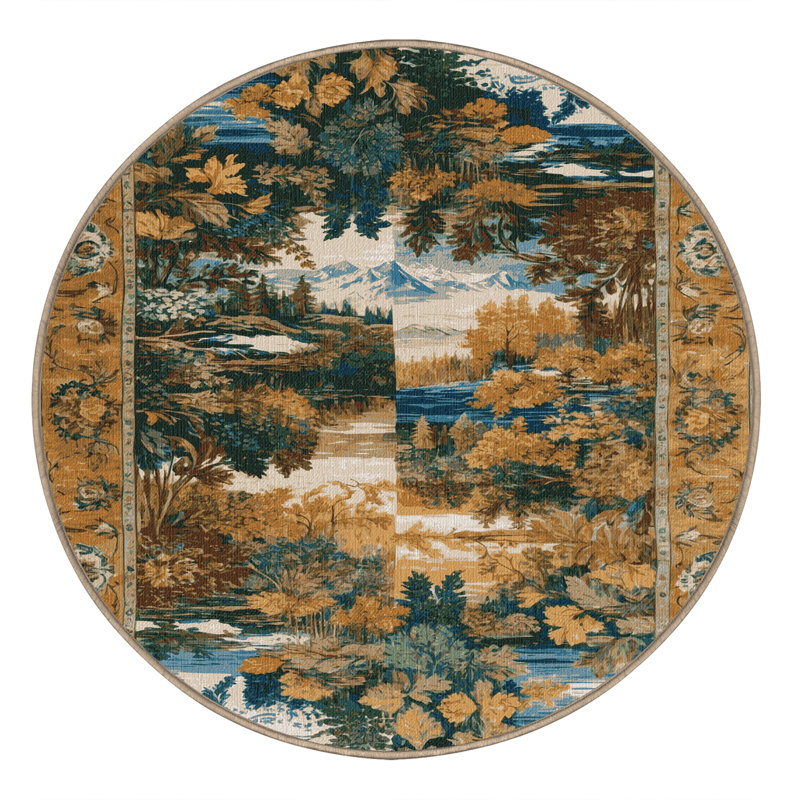 Tapis brun lavable à la machine, Rond 7 pi