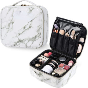 1pc Pu Makeup Bag With Compartments For Travel, Large Capacity Toiletry Bag  For Skincare And Cosmetics Storage And Organization
