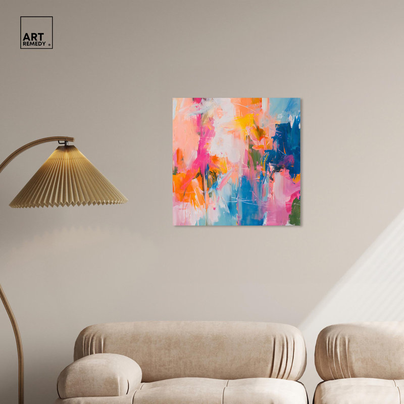 Vibrant Multicolor Abstract Canvas Art, 24" x 24"