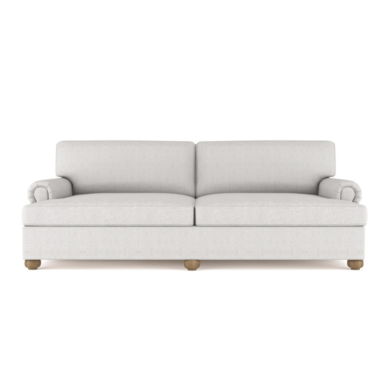 Leroy Rolled Panel-Arm Daybed with Bun Feet, Plush Velvet Silver Streak, Weathered
