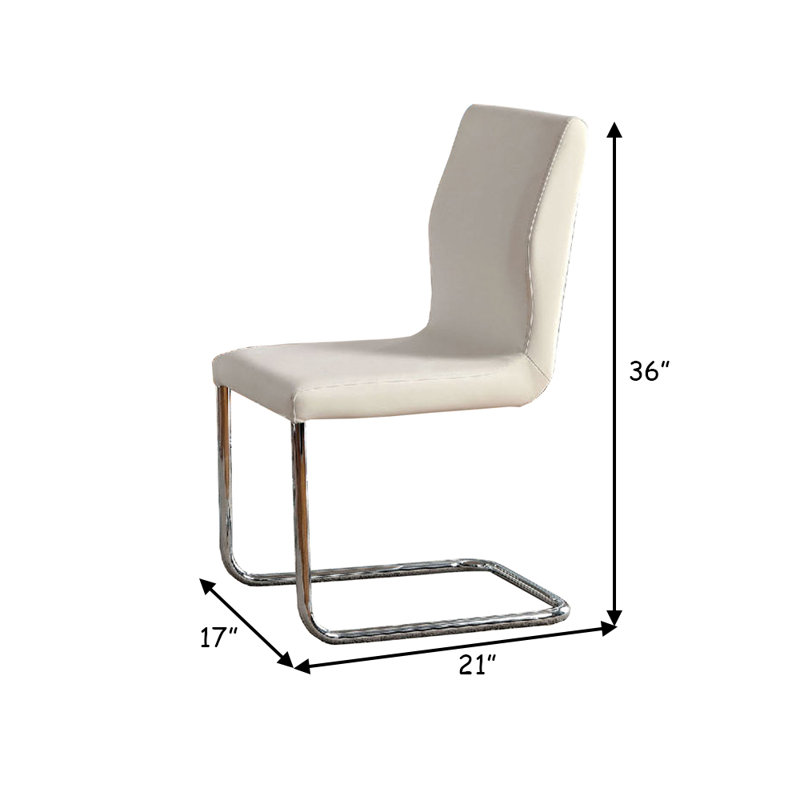  Ensemble de deux chaises de salle à manger modernes blanches avec pieds chromés, H 36 po, White Faux Leather