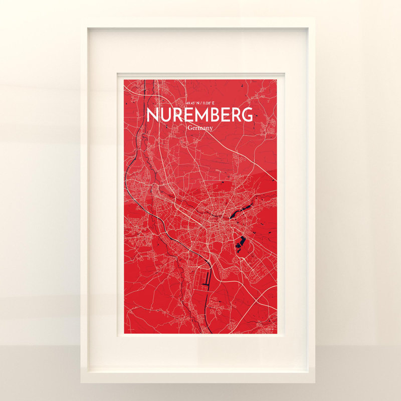 Nuremberg City Map in Nautical 1 Piece Wall Art, 17cm H x 11cm W x 0.05cm D