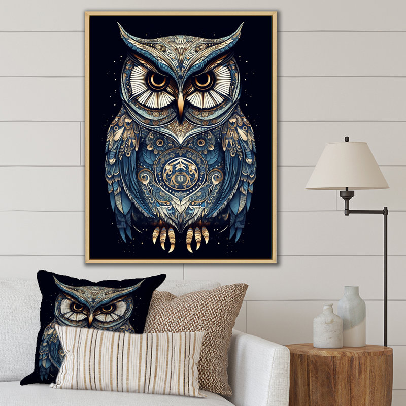 Hibou blanc magique - impression, Cadre naturel flottant, H 20 po x l 12 po