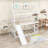 Twin Over Twin Bunk Bed with Slide and Roof,Ladder
