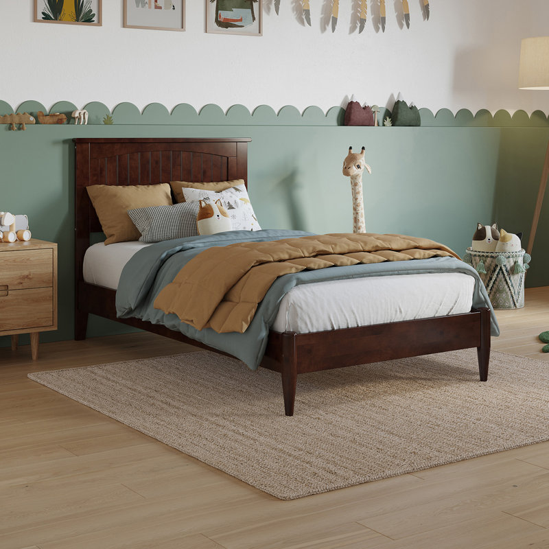  Lit plateforme Amandalee, Simple, Noyer