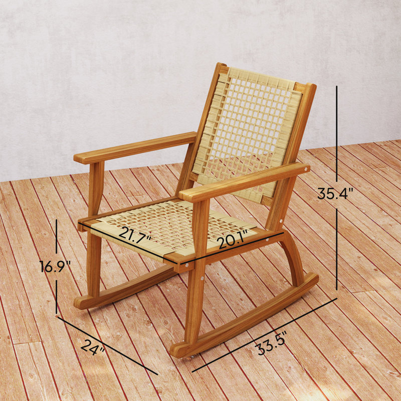 Chaises berçantes durables en acacia, conception moderne en osier pour la maison extérieure