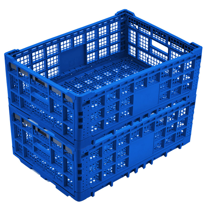 Collapsible Storage Bin Containe, 52 Liter Foldable Milk Crate, Stackable Heavy Duty Plastic Storage Crate with Handle, Folding Transit Storages for Home Office Farm Garage Toy Storage