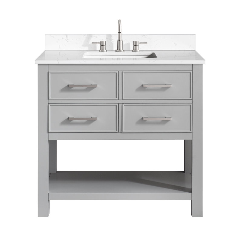 Brooks 37'' W Single Vanity, Nickel, White