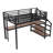 Full Loft Bed with Desk & Storage Stairs, Metal Frame, LED Lights, USB Ports, Noise-Free, Space-Saving, Black-2127620253