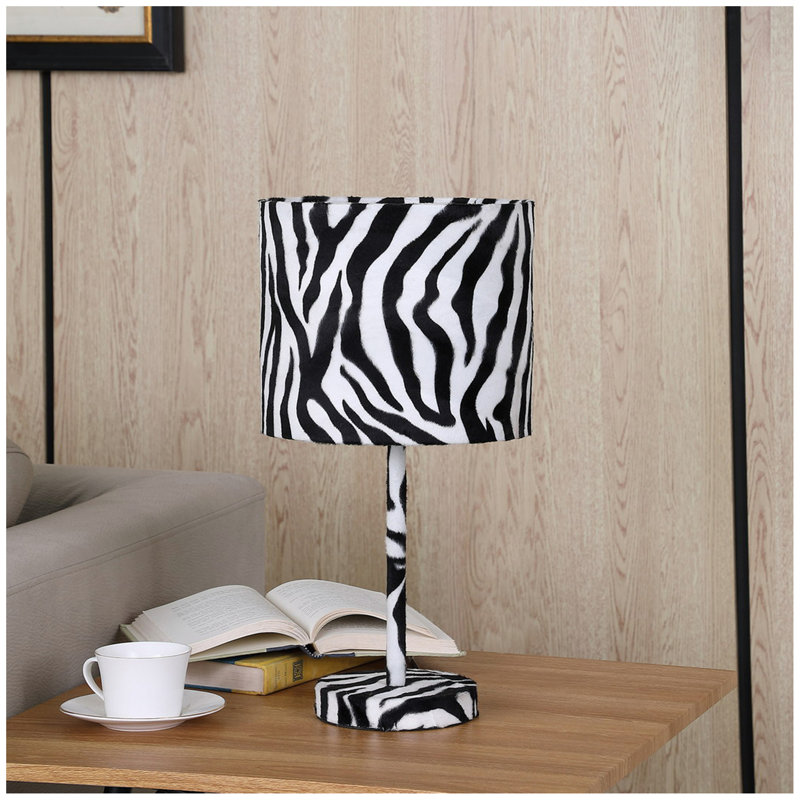 Lampe de table 19,25 po en faux suède et zèbre en métal