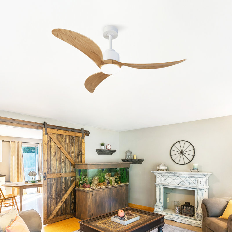 52 In. 3 Reversible Blades Adjust Height Ceiling Fan With Dimmable Led Light & Remote Control, Chrome, White