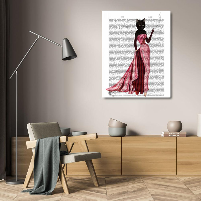 Art sur toile tendue Trinx Fab Funky Gallery: Glamour Cat in Pink, H 24 po x l 20 po