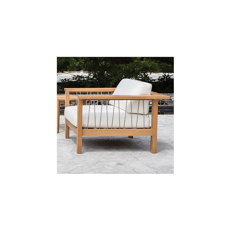 Maro Outdoor Teak Lounge Chair, Canvas Natural Sunbrella® Canvas