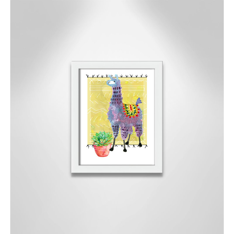 « jolie llama ii », art sur toile, H 11 po x l 9 po x P 1,18 po, Cadre blanc