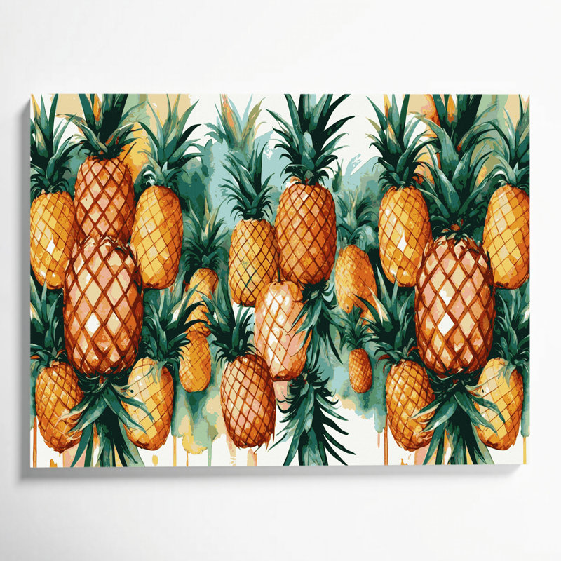 Fruit, ananas brun, art mural sur toile, H 11 po x l 14 po