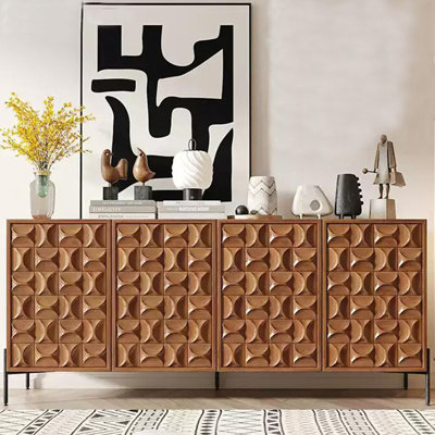 Solid wood carving multi-functional cabinet