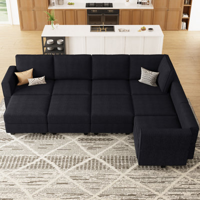 Nairoby Corduroy Large L Shaped Sofa Modular Sectional Sofa Storage Couch Convertible Soft Cushioned Sofa Bed Sleeper For Livingroom