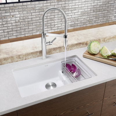 Évier de cuisine sous-comptoir simple en granite avec passoire L 29,75 po x l 18,11 po Precis