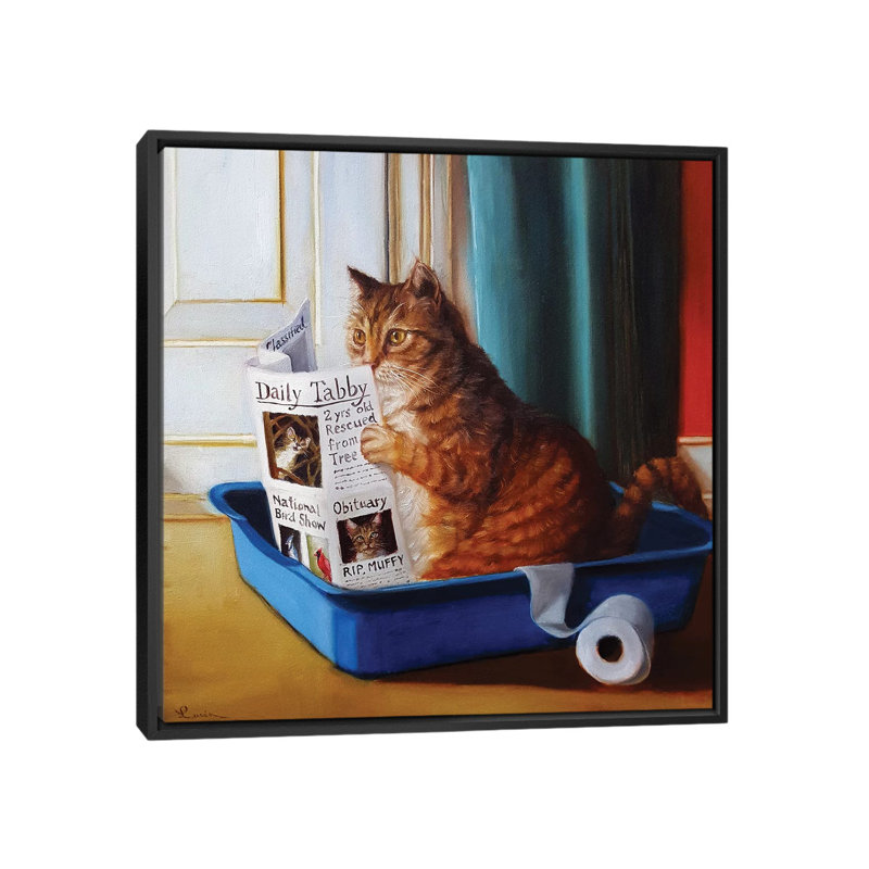 Kitty Throne by Lucia Heffernan - Print on Canvas, Black Framed, 66.04 cm H x 66.04 cm W