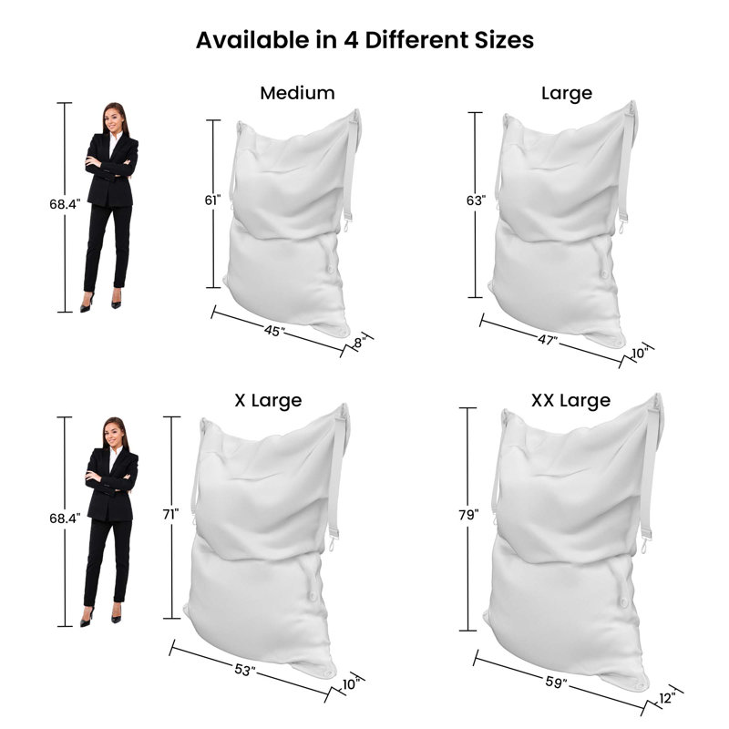 Outdoor Bean Bag Chair Lounger Cover (Bag Only,Medium), Beige, 8" H x 45" W x 61" D