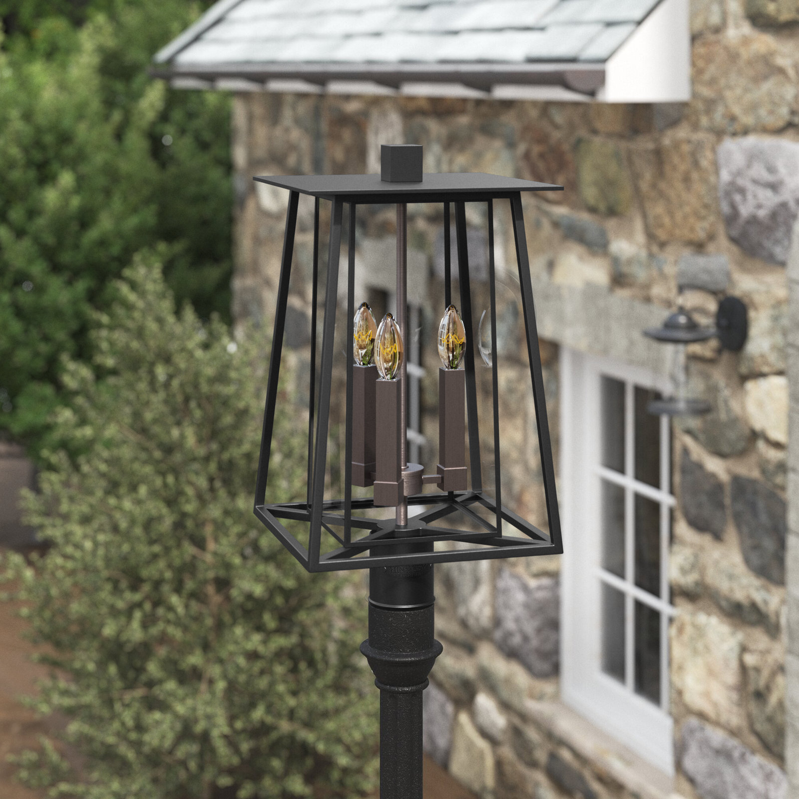 Becket Clear Outdoor Lantern Head, Black