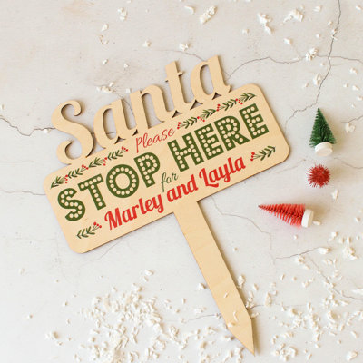 James Santa Stop Here Sign, Personalised