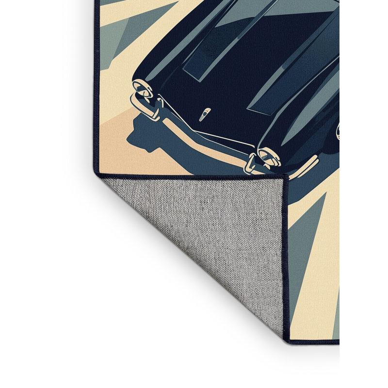 Tapis rétro gris géométrique lavable à la machine Eldred, 3 x 5