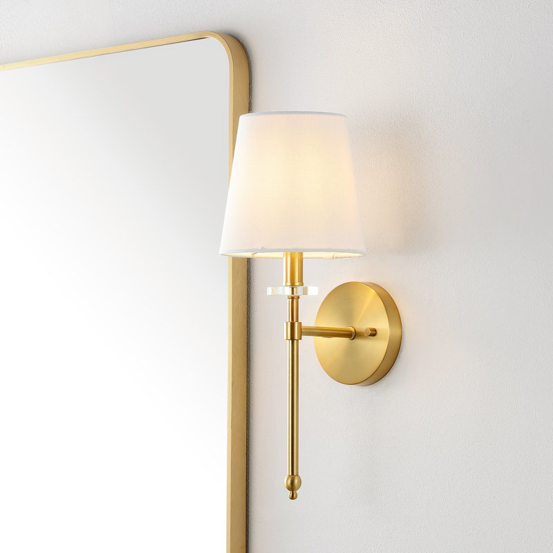 Wallache Modern Midcentury Iron LED Vanity, 1, Brass Gold