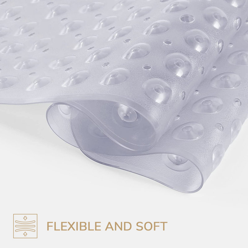Ishpreet Rectangle Non Slip Bath Shower Mat, 53cm H x 53cm W, Crystal