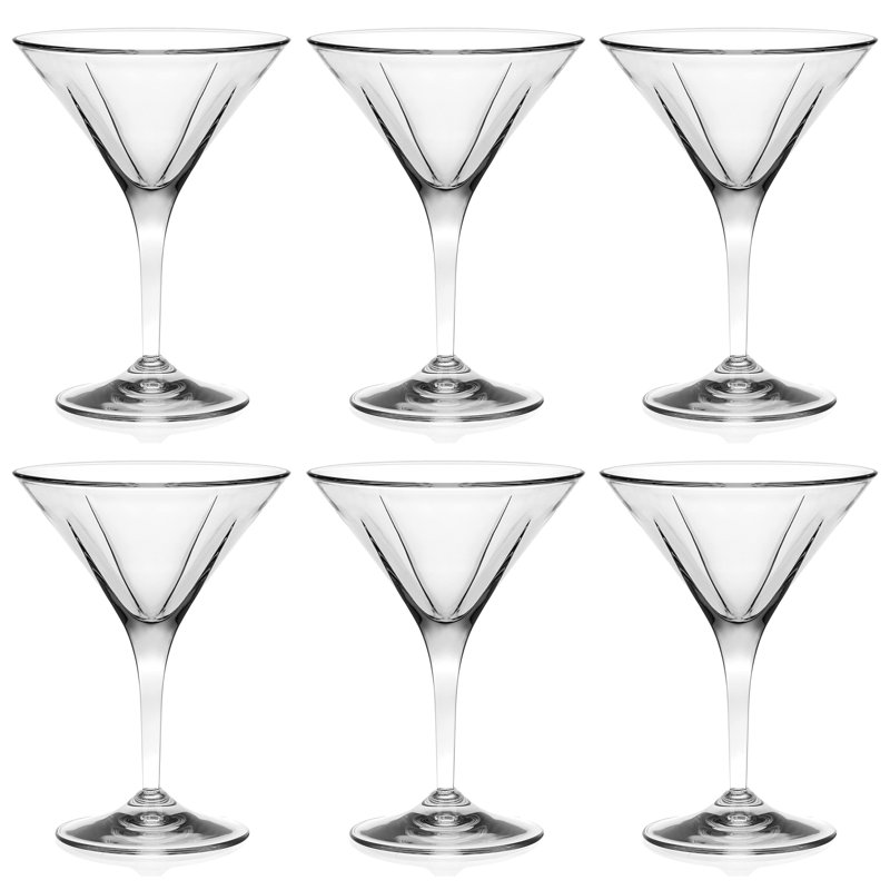 Martini - Verres - Transparent transparent - Ensemble de 6 - Tiges - Par Majestic Cadeaux Inc. - Fabriqué en Europe - 5 oz.